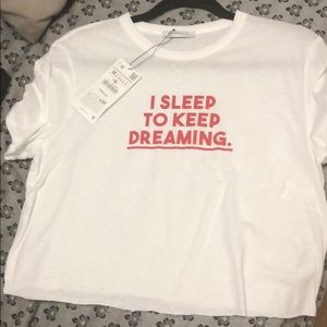 White t-shirt red slogan